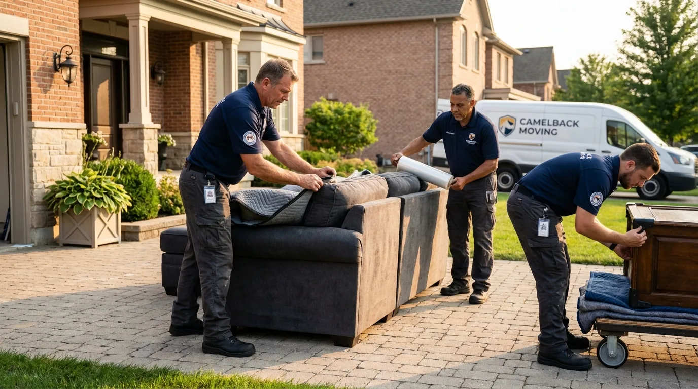 Large estate moving crew wrapping furniture in Baker City, OR
