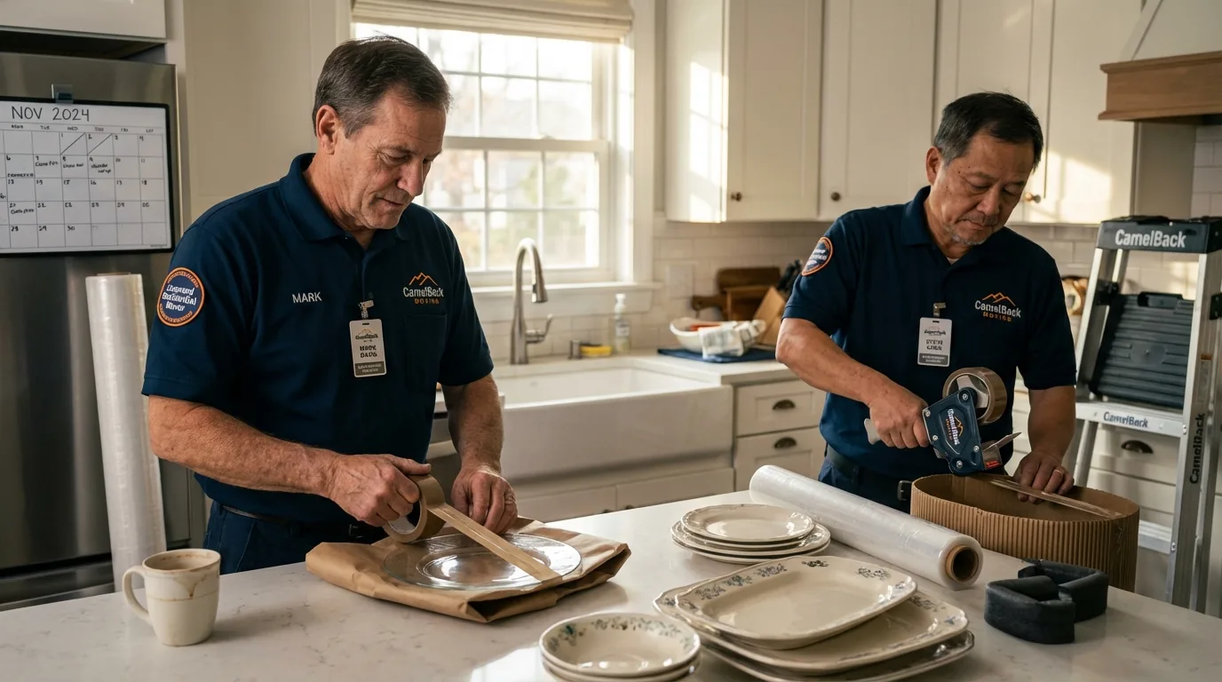 Professional crew packing kitchen dishware in Baker City, OR